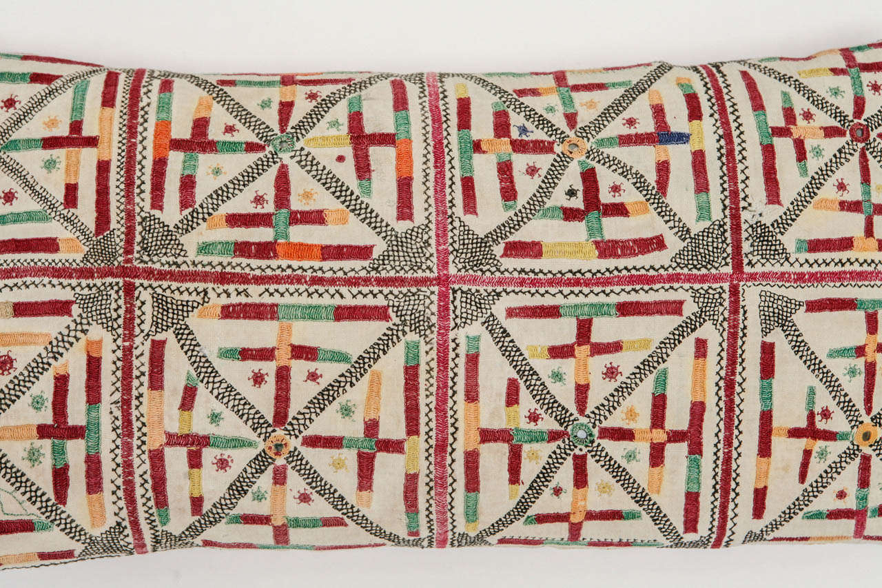 Gujarati Indian Embroidered Pillow at 1stdibs