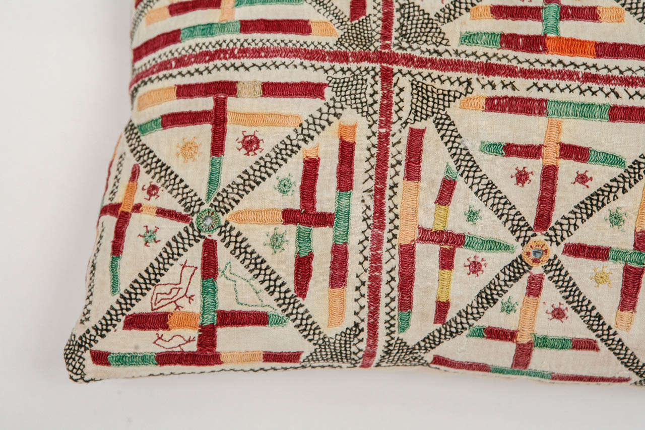 Gujarati Indian Embroidered Pillow at 1stdibs