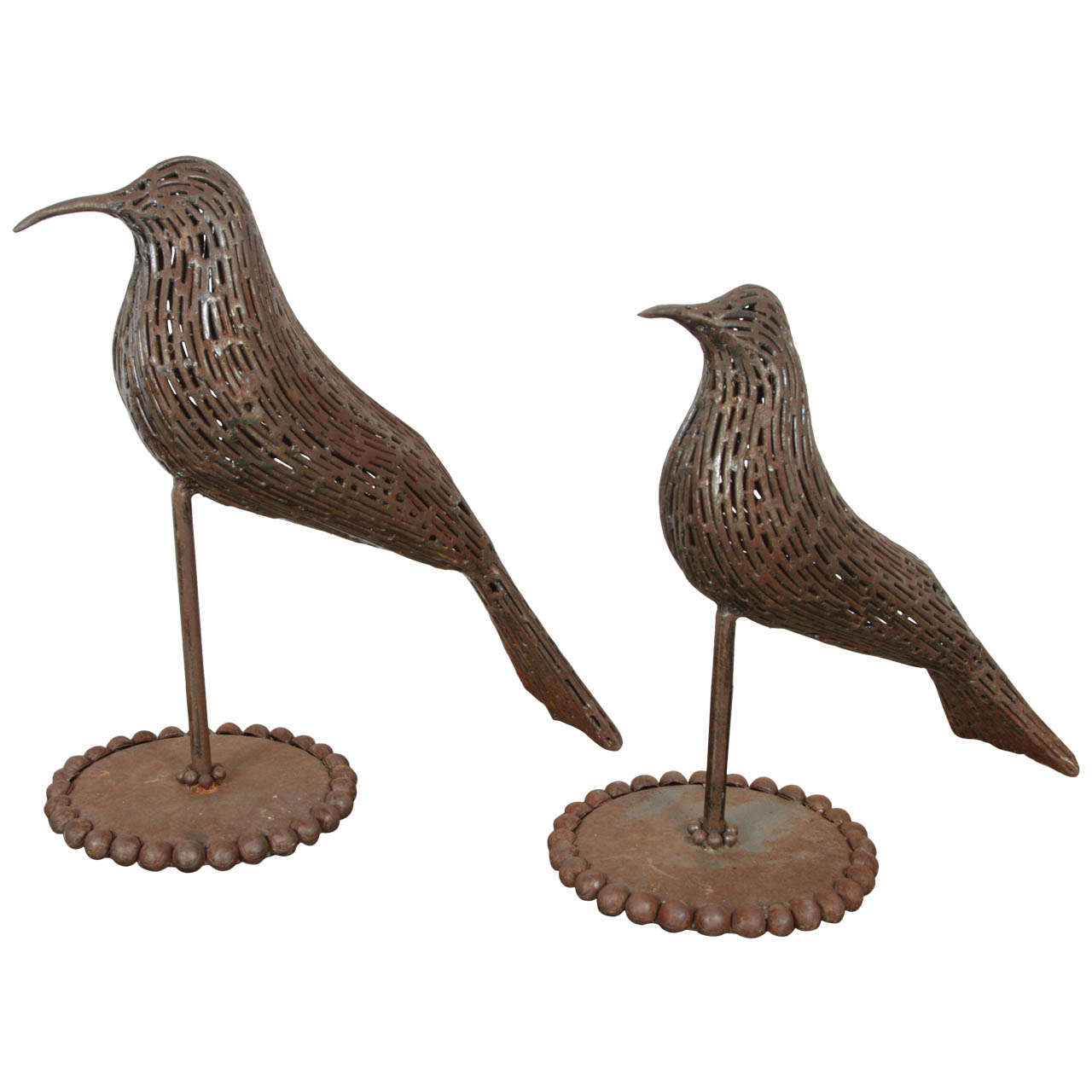 Pair of Metal Sculpture Shorebirds For Sale