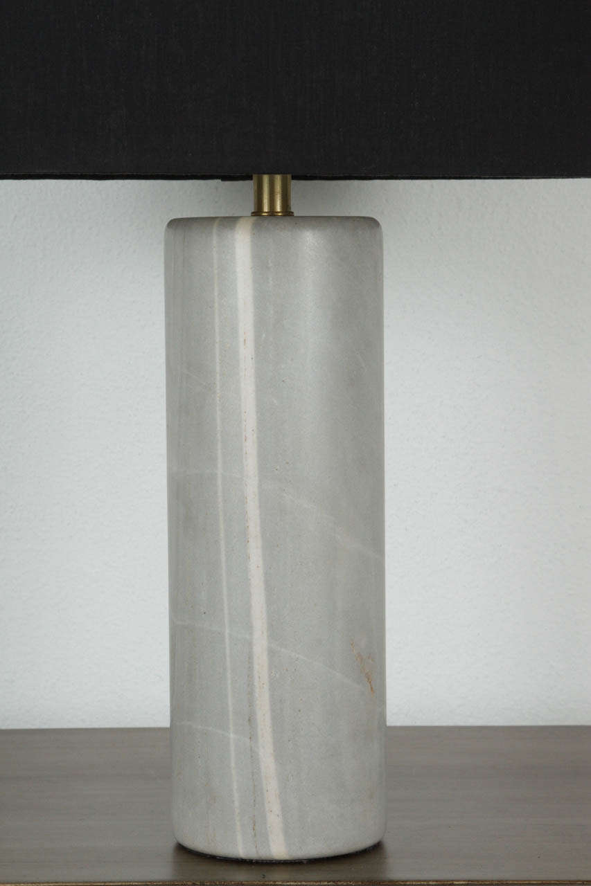 Italian A Single Heavy Cylindrical Marble Table Lamp For Sale