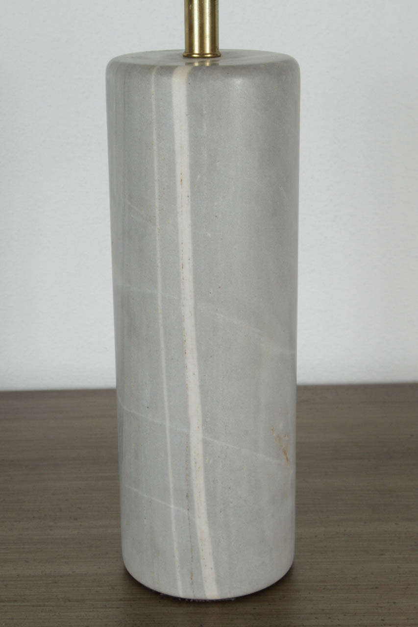 Mid-20th Century A Single Heavy Cylindrical Marble Table Lamp For Sale