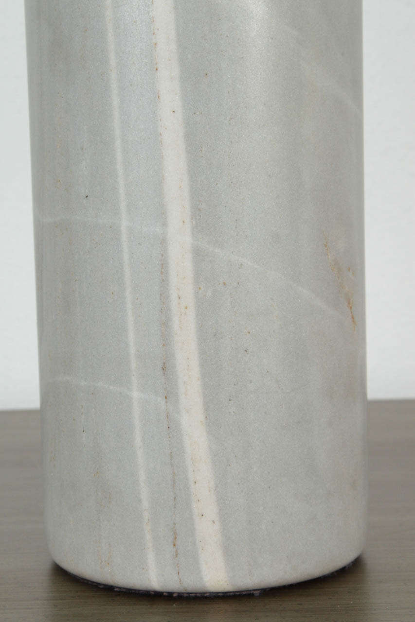 A Single Heavy Cylindrical Marble Table Lamp For Sale 3