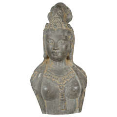 Chinese Stone Head of Guanyin, Early 20th century.