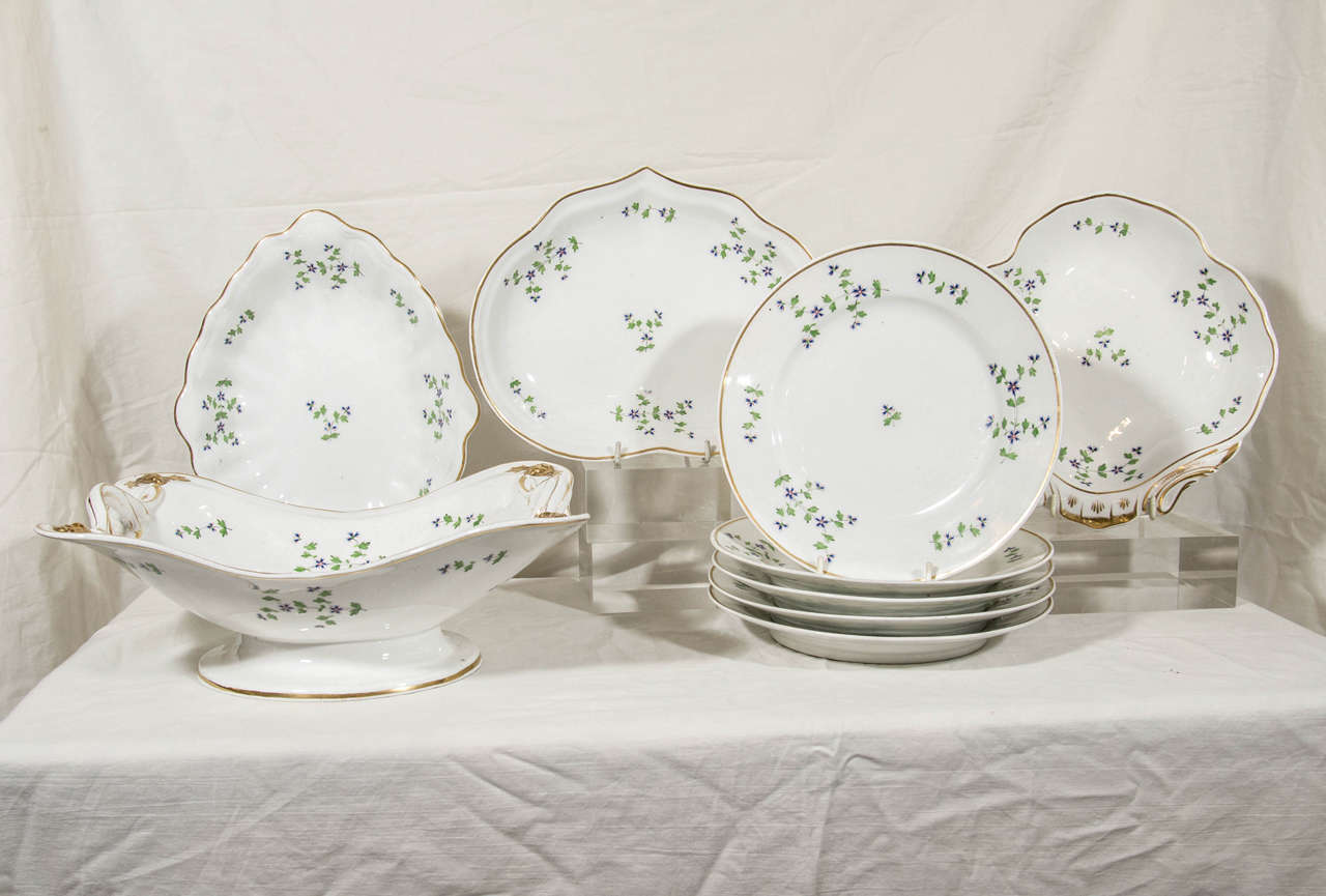 Set of Derby Dishes in the Sprig Pattern 3