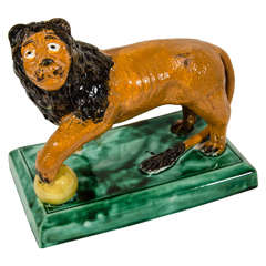 Antique Staffordshire Lion Figurine
