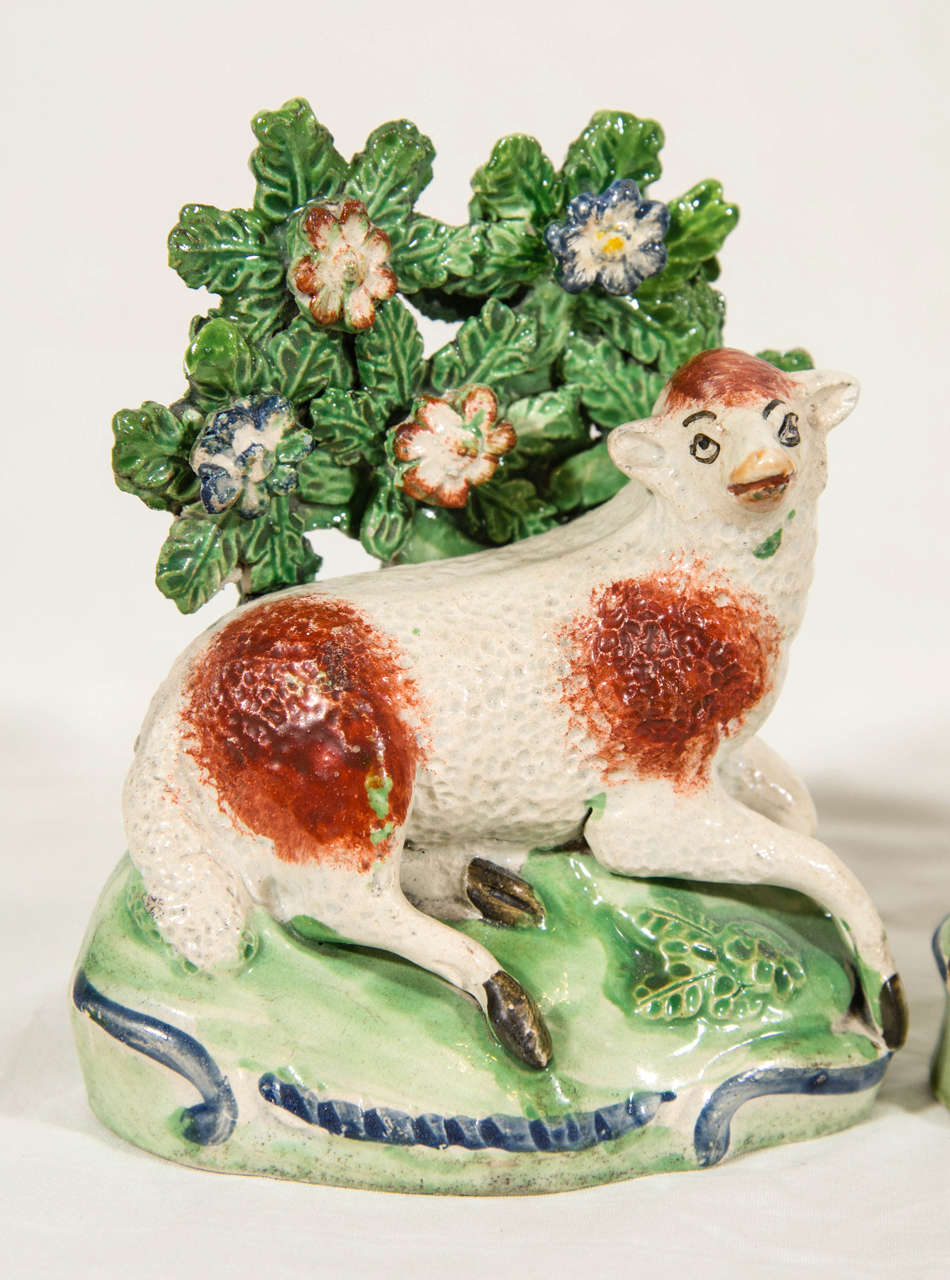 Regency Pair of Staffordshire Pottery Figures of Sheep