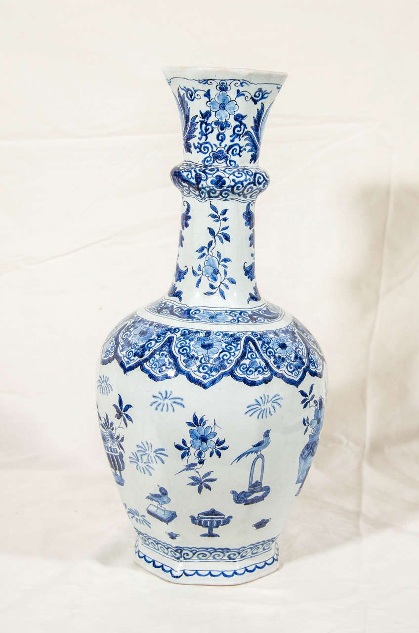 Pair of Dutch Delft Blue and White Bottle Vases 5