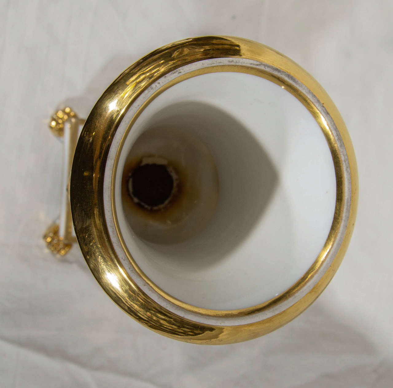 Gilt Pair of White and Gold Paris Porcelain Urns