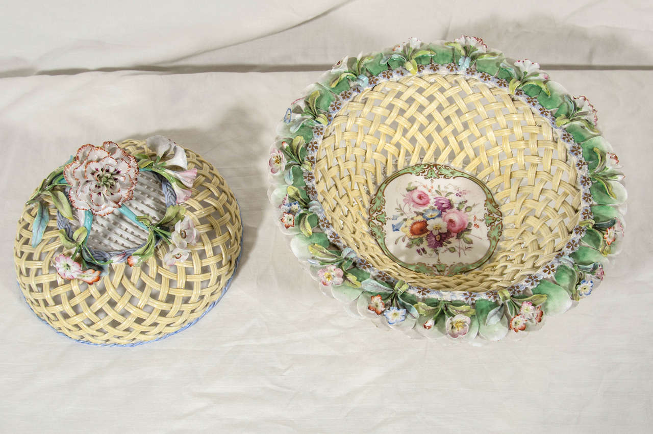 Antique Ridgway Porcelain Basket and Cover 1