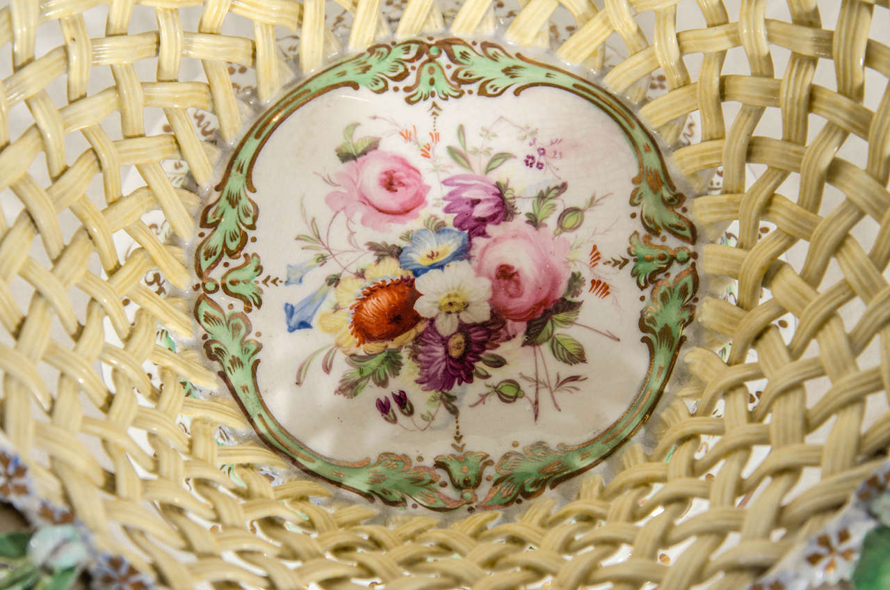 Mid-19th Century Antique Ridgway Porcelain Basket and Cover