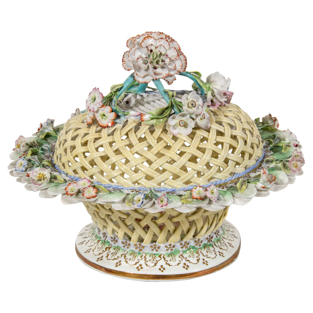 Antique Ridgway Porcelain Basket and Cover