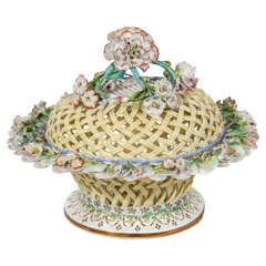 Antique Ridgway Porcelain Basket and Cover