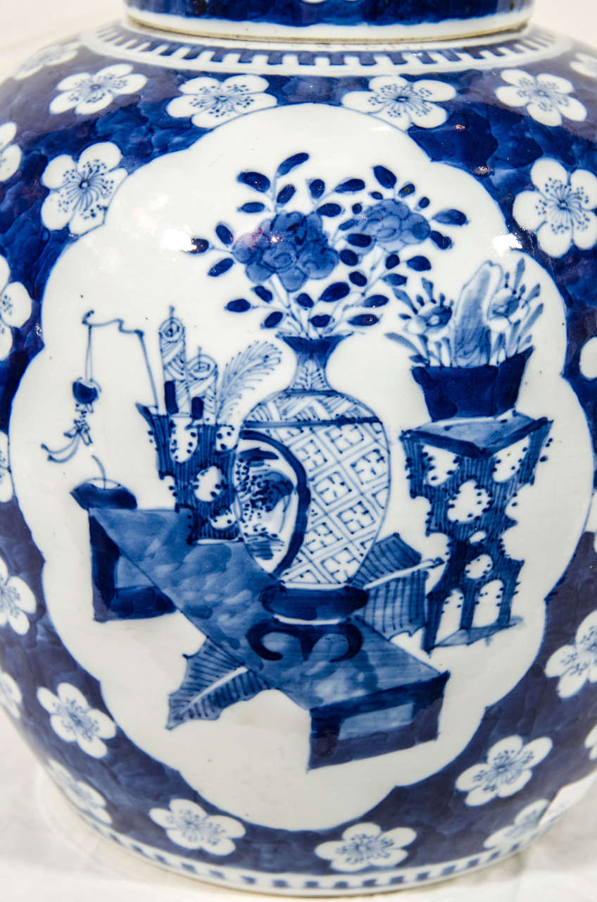 Qing Pair of Chinese Xianfeng Blue and White Ginger Jars