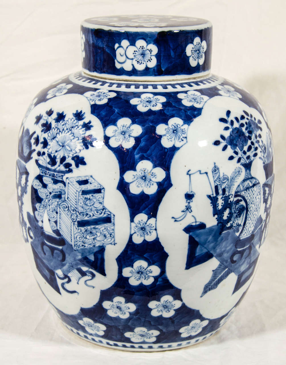 Glazed Pair of Chinese Xianfeng Blue and White Ginger Jars