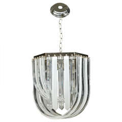 Vintage Lucite Loop Chandelier with Alternating Clear and Frosted Pendants