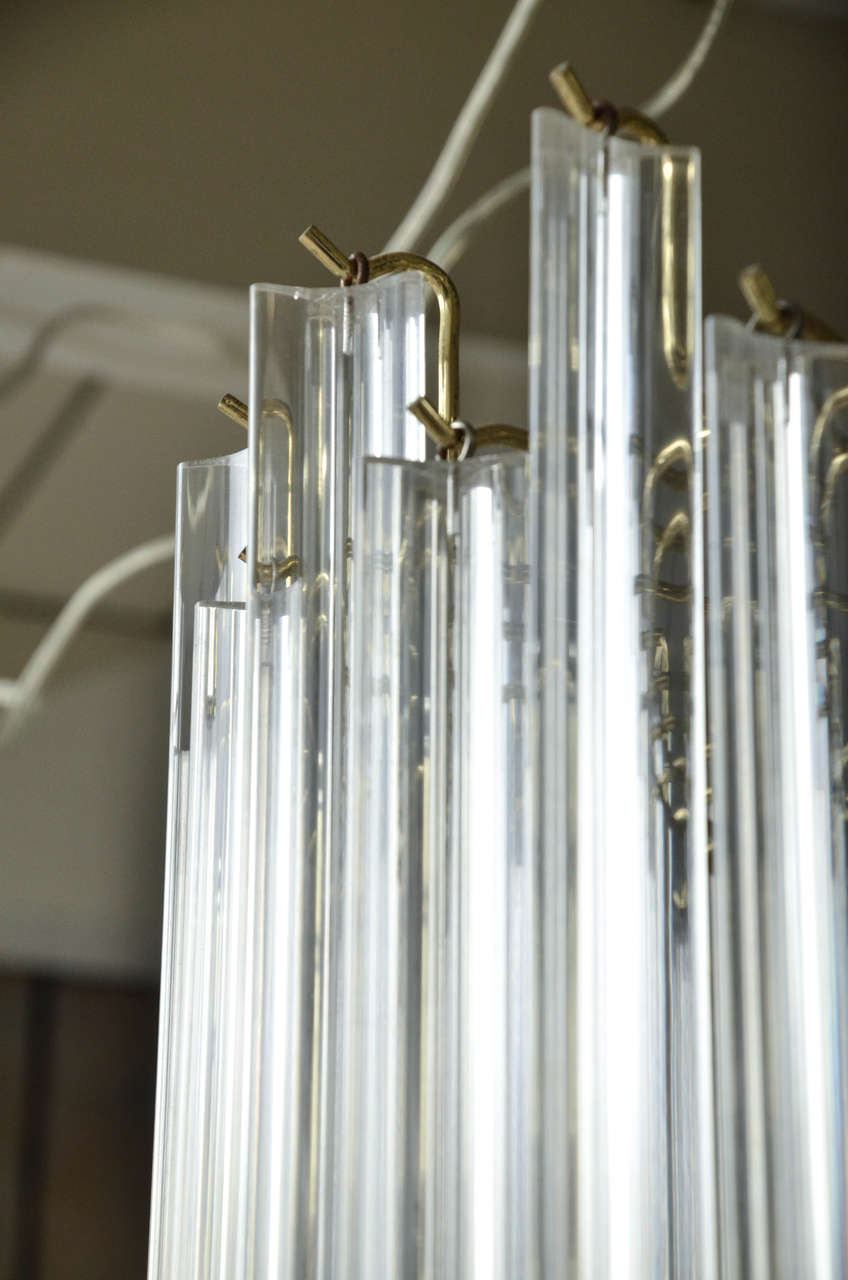 Mid-20th Century Mid-Century Lucite and Brass Chandelier