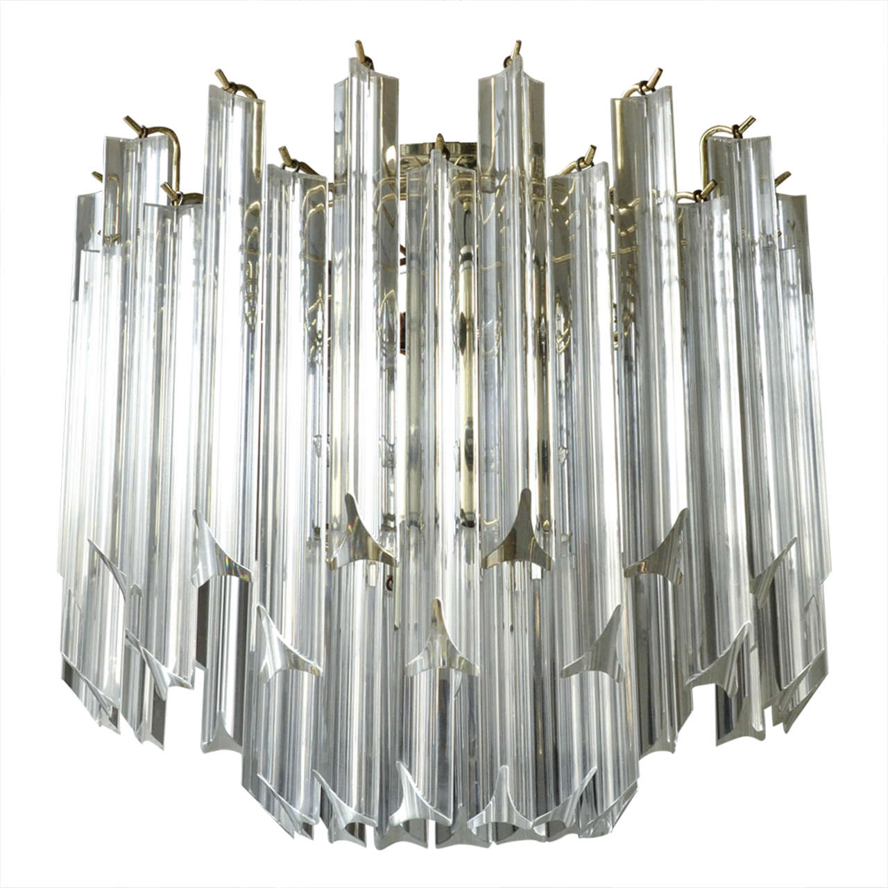 Mid-Century Lucite and Brass Chandelier