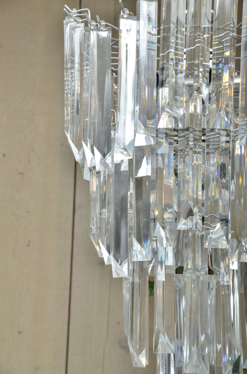 Fabulous and Rare Pair of Mid-Century Lucite Chandeliers 1