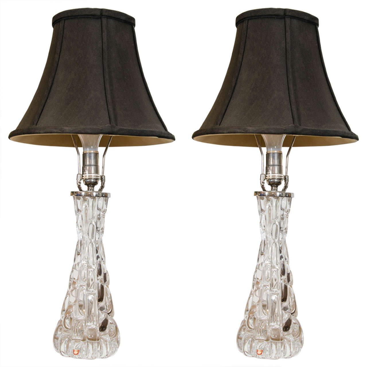Pair of Orrefors Table Lamps For Sale