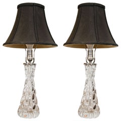 Vintage Pair of Orrefors Table Lamps
