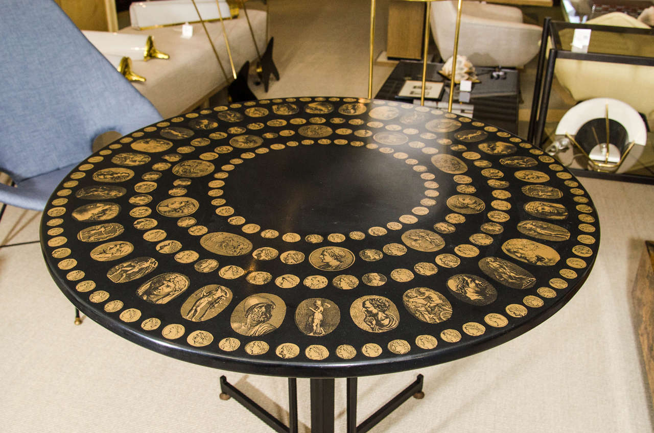 Italian Fornasetti Table with Roman Emperor Medallion Heads, 1950s Italy