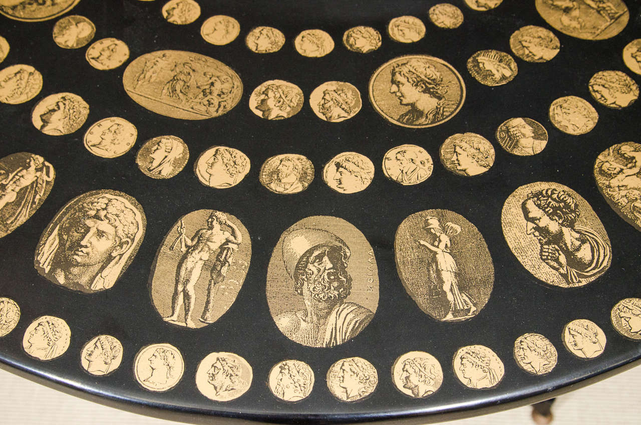 Fornasetti Table with Roman Emperor Medallion Heads, 1950s Italy In Excellent Condition In New York, NY