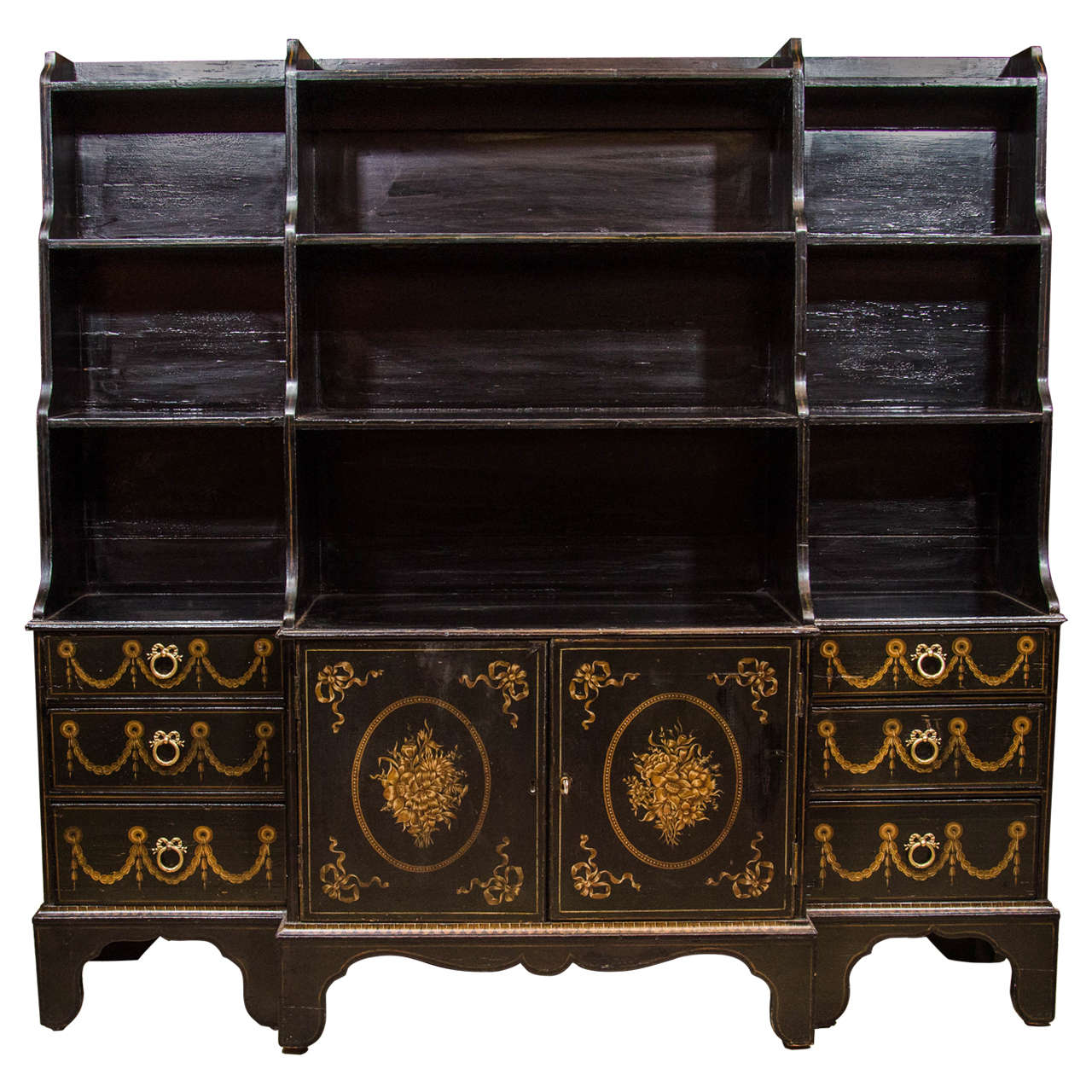 Regency Breakfront Waterfall Bookcase