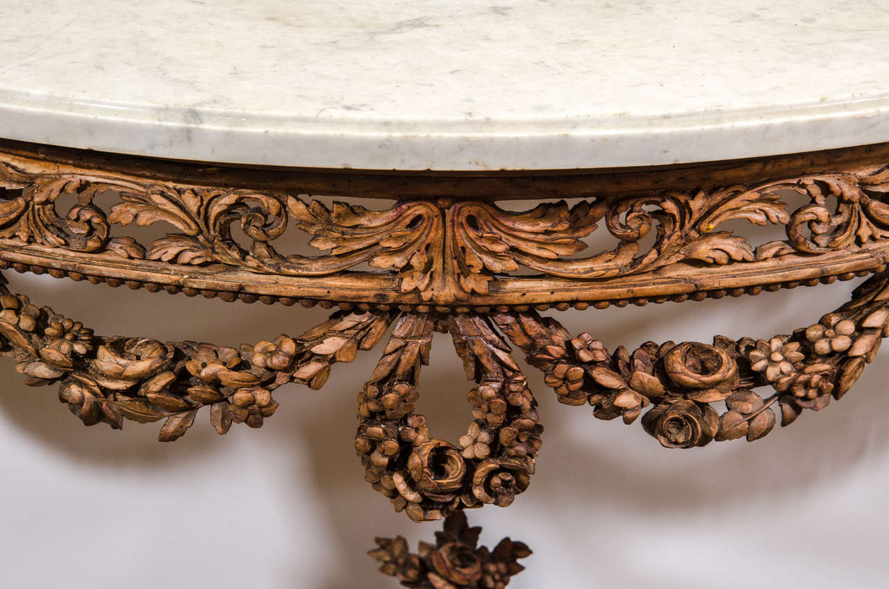 French Pair of Louis XVI Demilune Console Tables