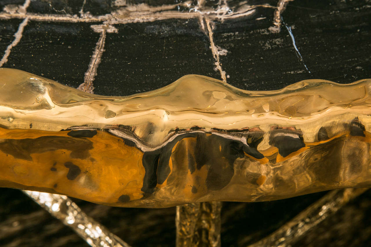 Contemporary Pair of Black Petrified Wood Coffee Tables