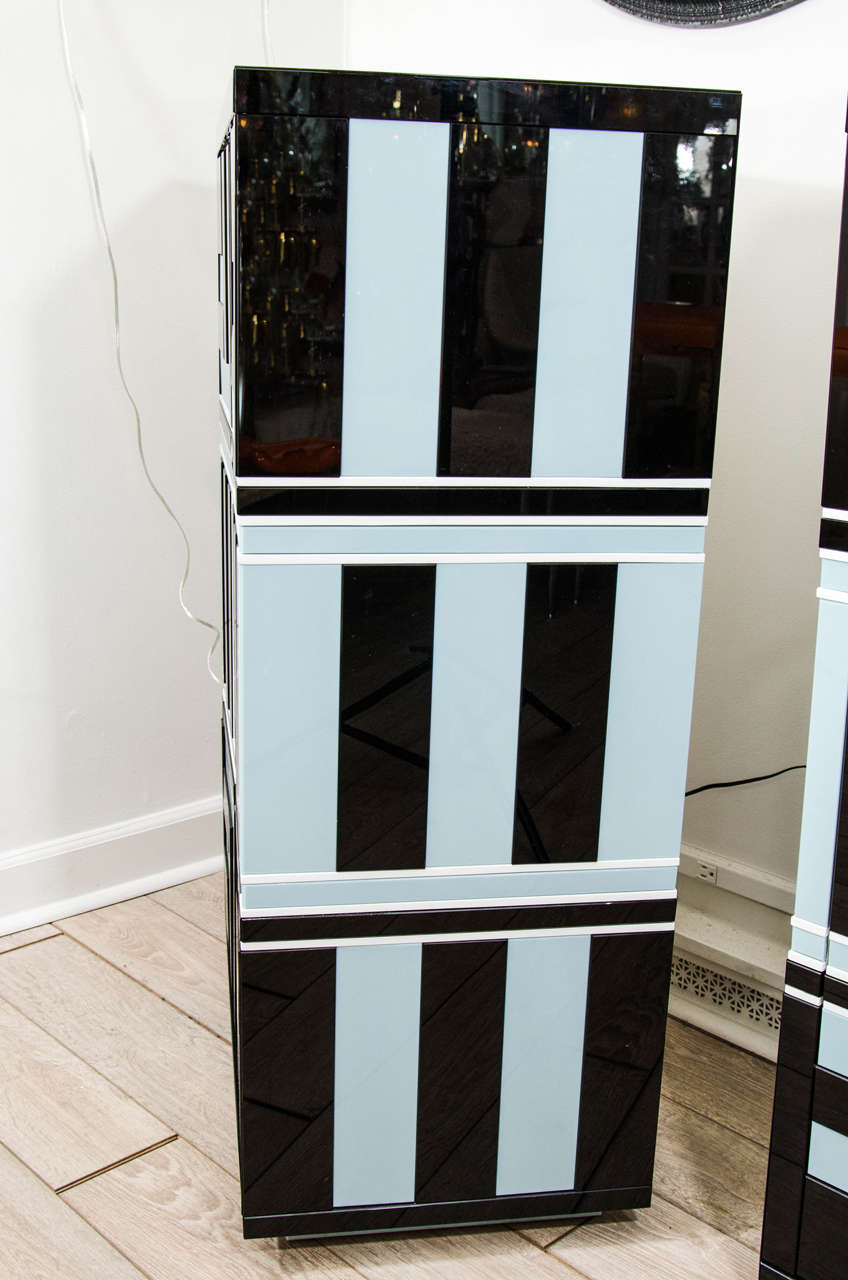 Pair of Cabinets with Geometric Design 1