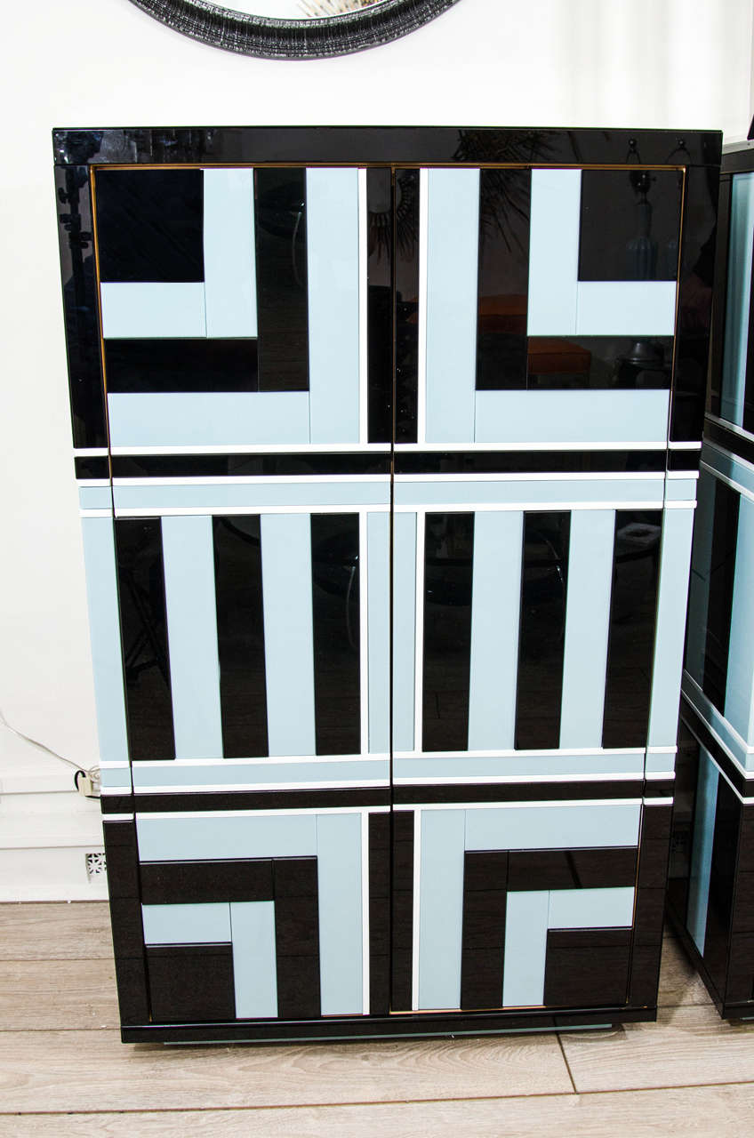 Pair of Cabinets with Geometric Design 3