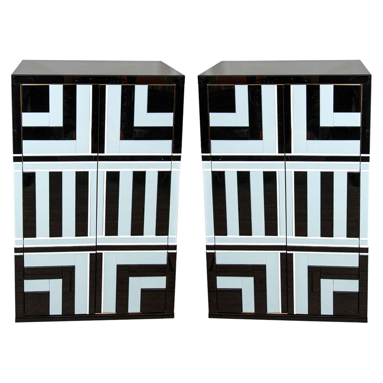 Pair of Cabinets with Geometric Design