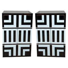 Pair of Cabinets with Geometric Design