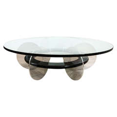 Low Coffee Table with Lacquered Wood Base
