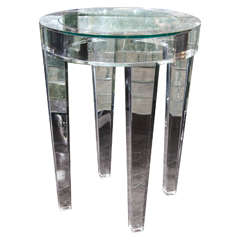 Round Acrylic Side Table with Inset Glass