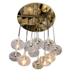 Custom Twelve-Globe Chandelier with Brass Canopy 2