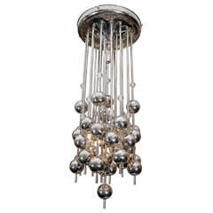 1970s Verner Panton Chrome and Glass Chandelier 1