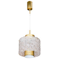 1960s Hillebrand Vintage Glass and Brass Pendants 4