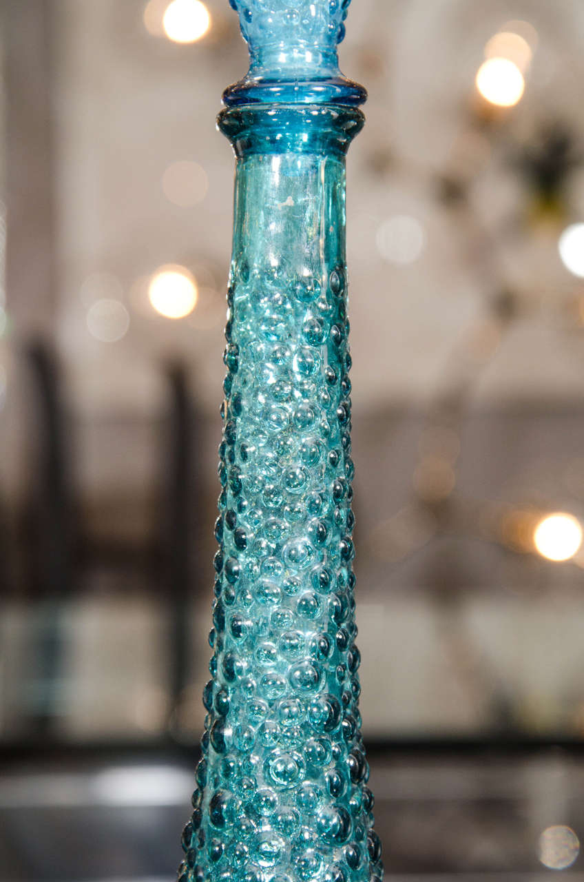 Late 20th Century 1970s Italian Turquoise Glass Decanter