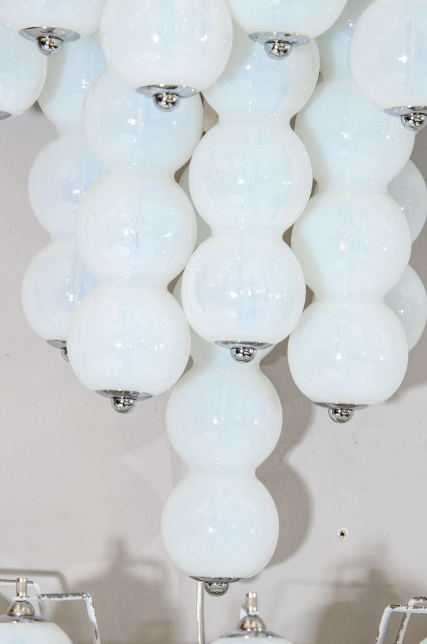 Mid-Century Modern Pair of 1960s Mazzega Opaline Murano Glass Ball Sconces
