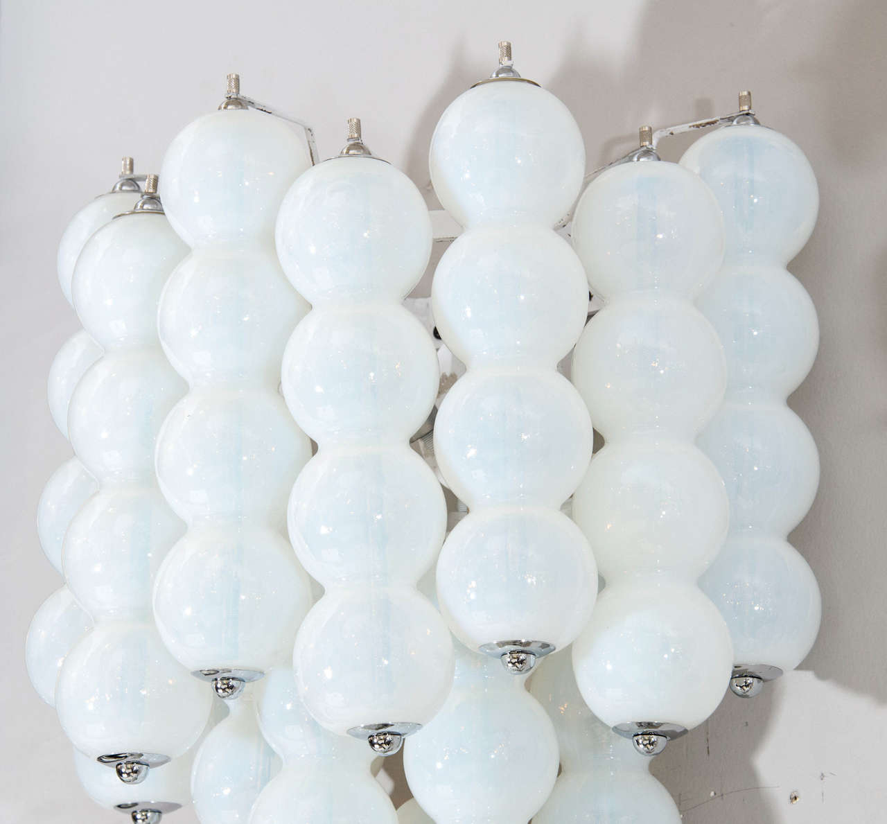 Mid-20th Century Pair of 1960s Mazzega Opaline Murano Glass Ball Sconces