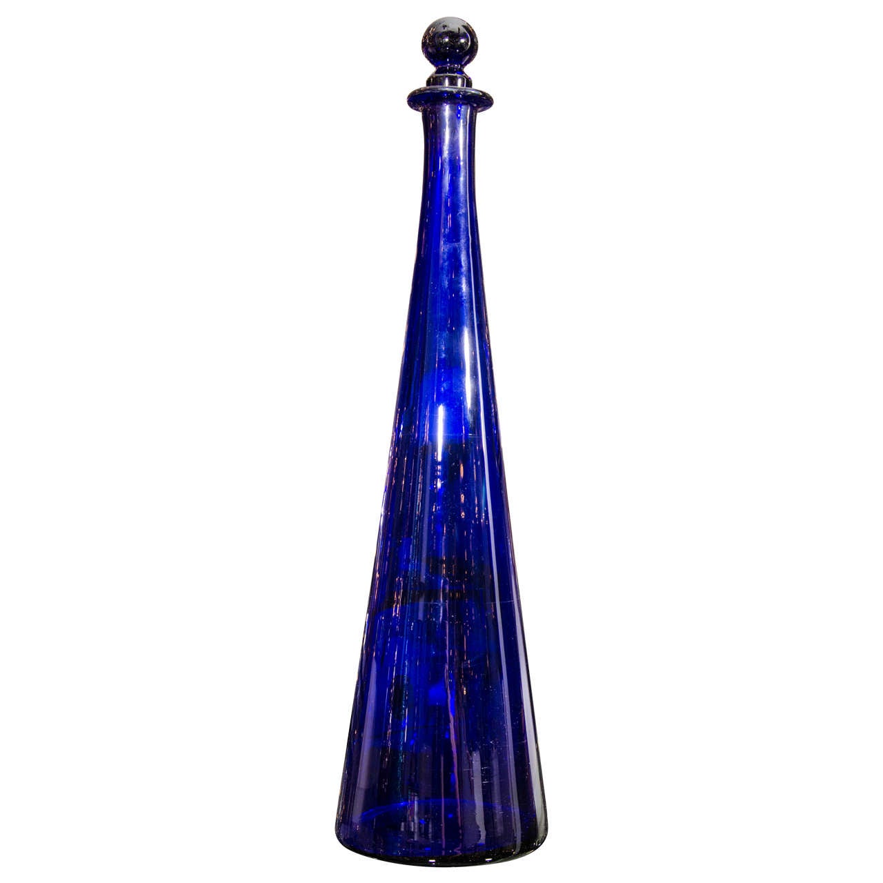 1970s Italian Cobalt Blue Glass Decanter
