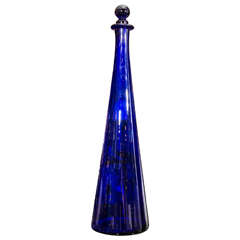 Vintage 1970s Italian Cobalt Blue Glass Decanter