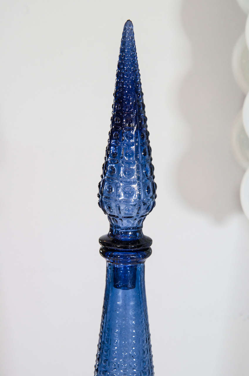 Late 20th Century 1970s Italian Cobalt Blue Glass Decanter