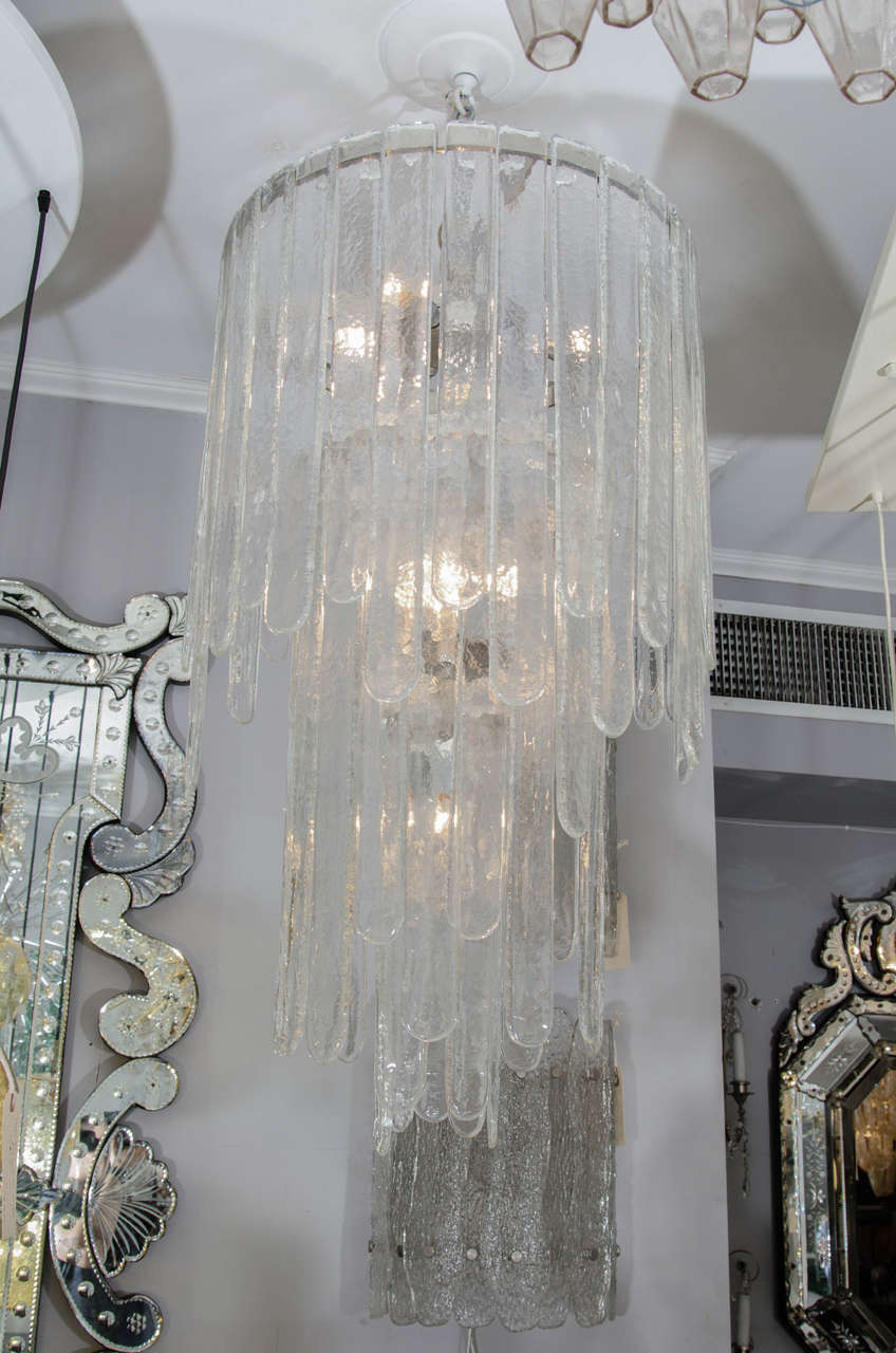 1970s Italian Mazzega clear glass chandelier.