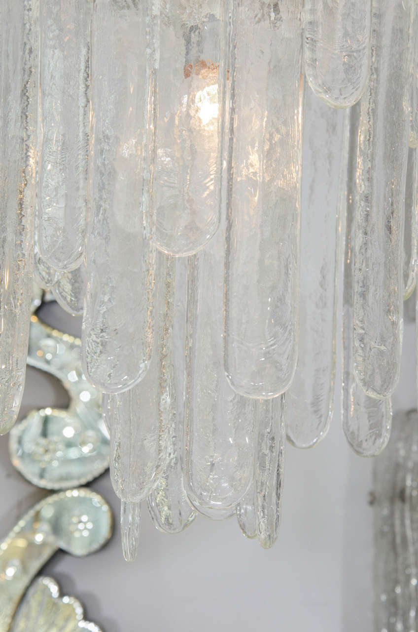 Mid-Century Modern Italian Mazzega Clear Glass Chandelier