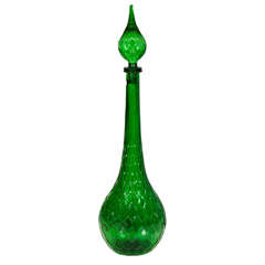1970s Italian Emerald Glass Decanter