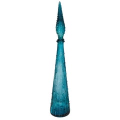 1970s Italian Blue Glass Decanter