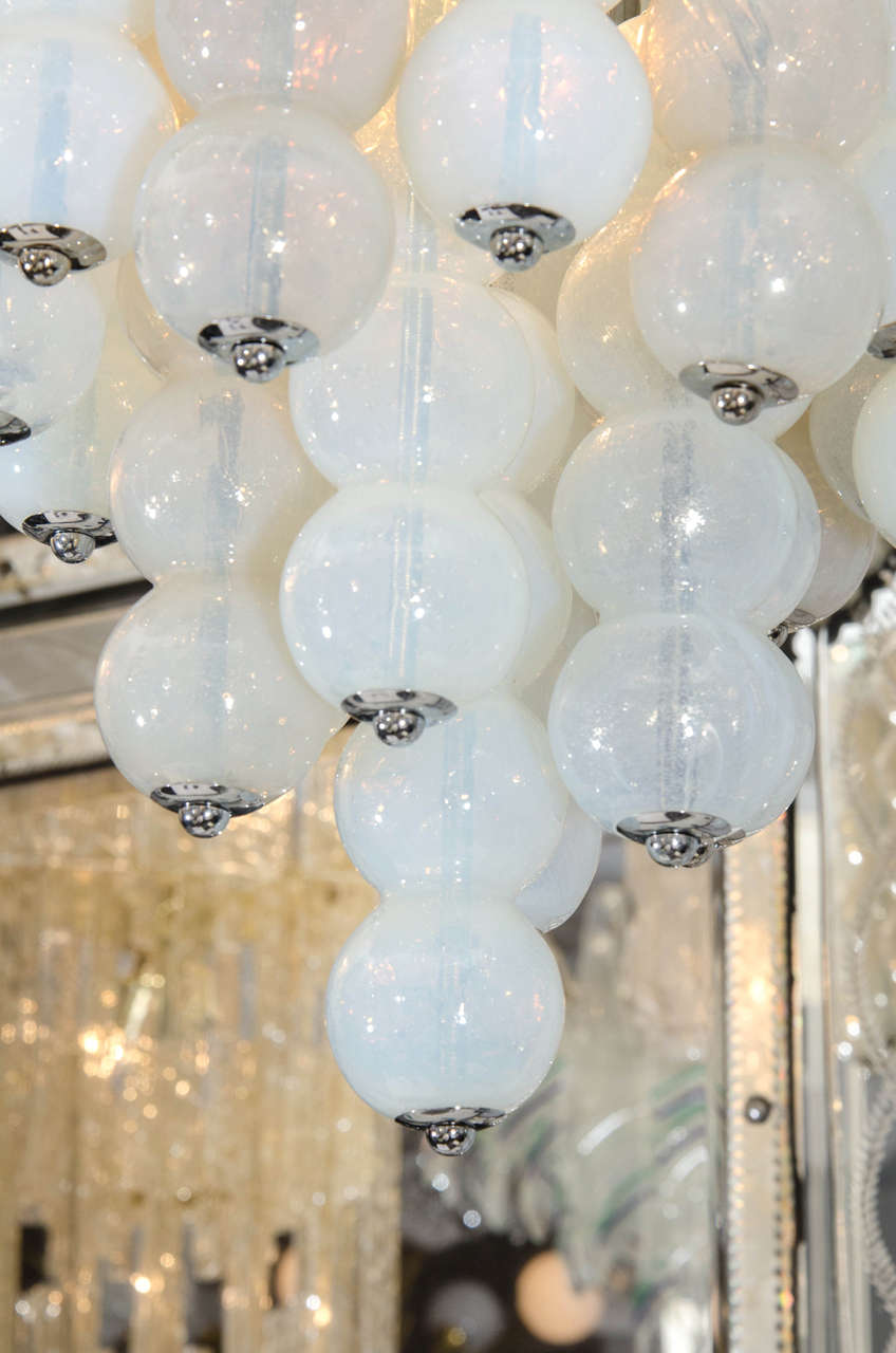 Italian Mazzega Opaline Murano Glass Ball Chandelier