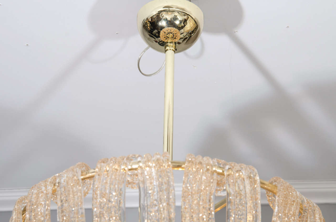 Large Mazzega Chandelier with Gold Leaf Murano Glass In Excellent Condition In New York, NY